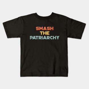 Smash The Patriarchy Vintage Retro (Sunset) Kids T-Shirt